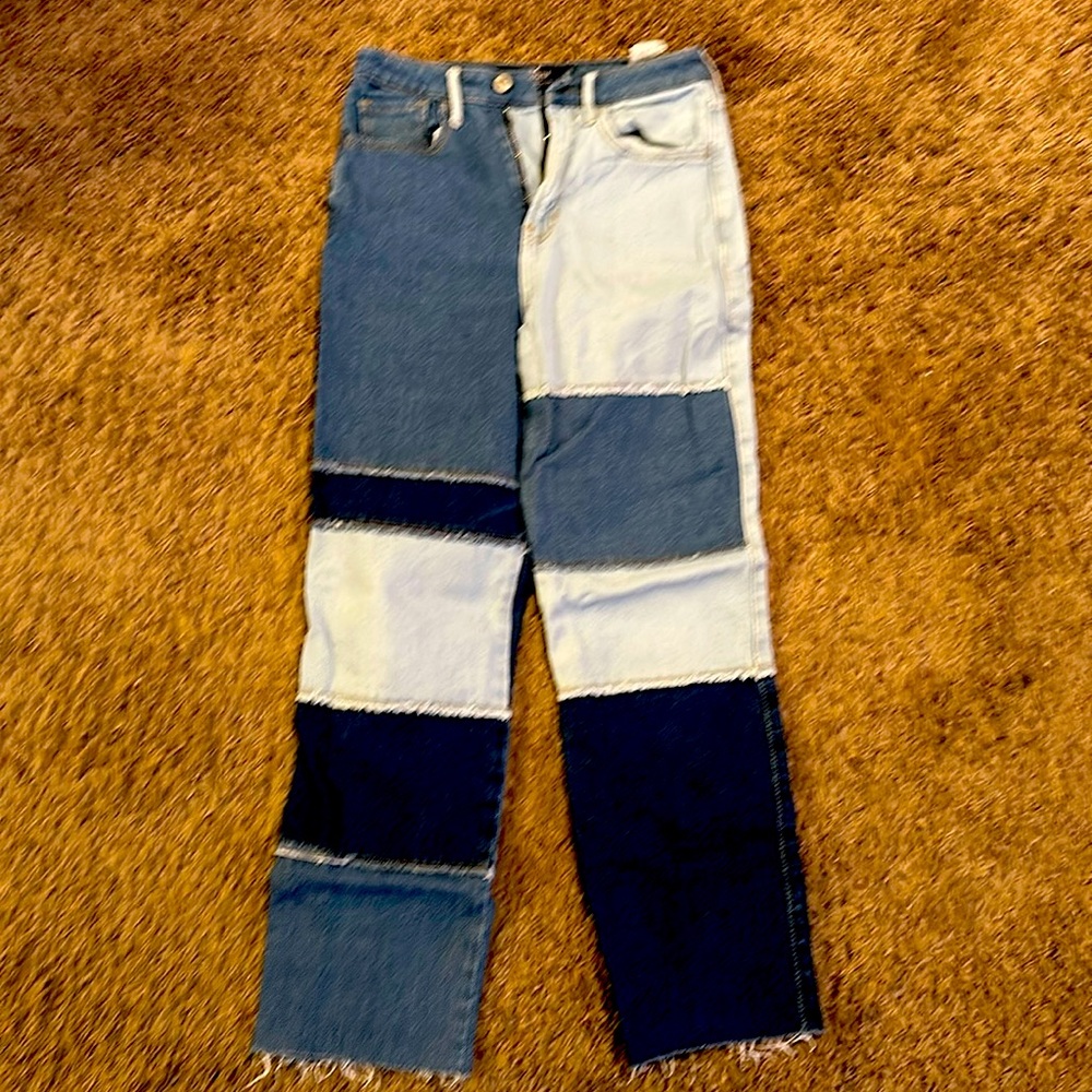Hollister ultra high rise patchwork jeans- size 1R
